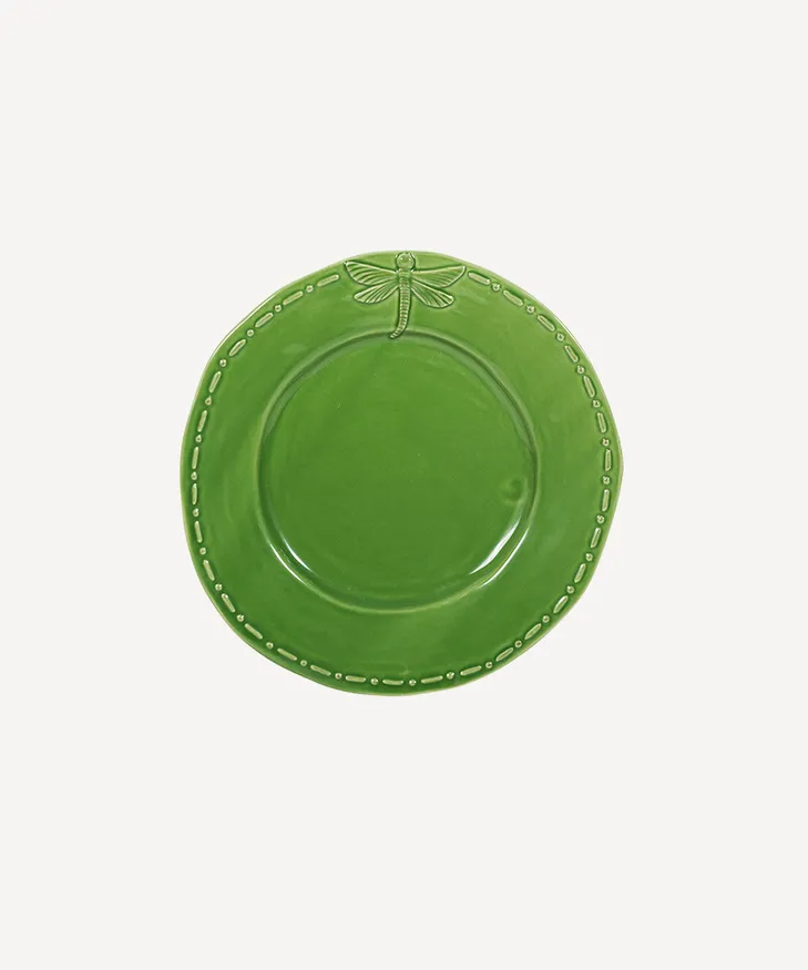 French Country Dragonfly Stoneware Side Plate - Green