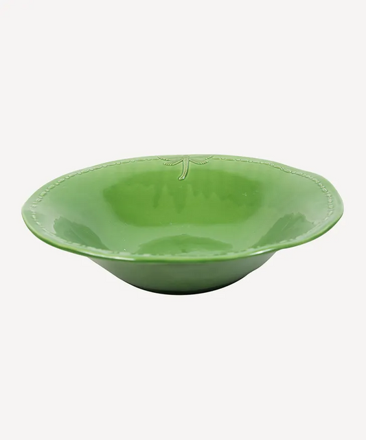 French Country Dragonfly Stoneware Salad Bowl Small - Green