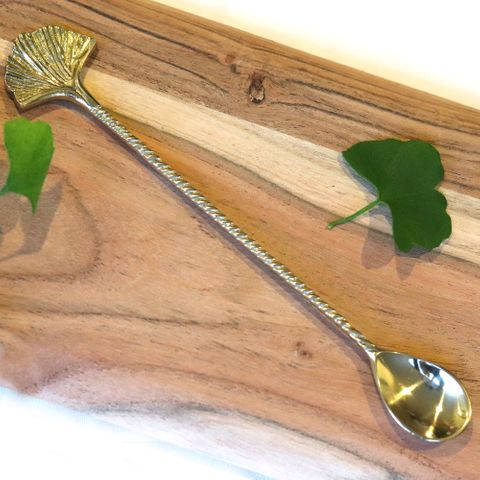 Old Mill Road Gingko Leaf Long Teaspoon Gold