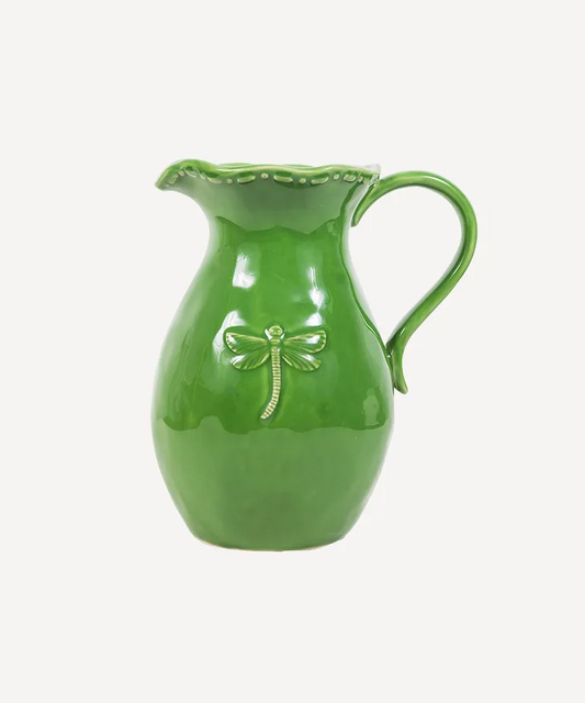 French Country Dragonfly Stoneware Jug Small - Green
