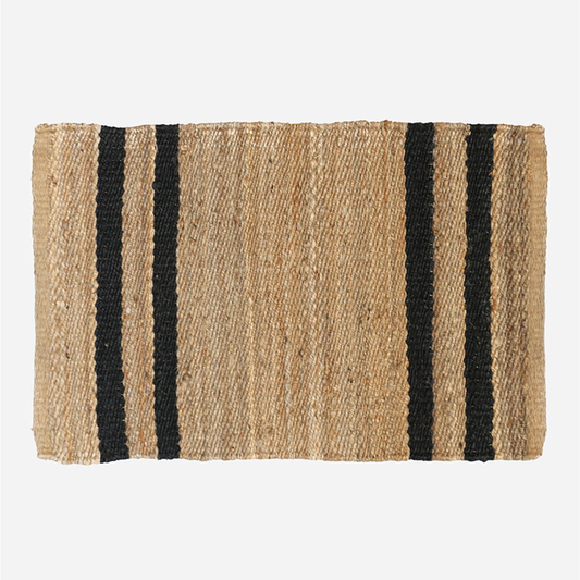 CC Interiors 100% Jute Doormat - Natural Sisal with Black Stripes
