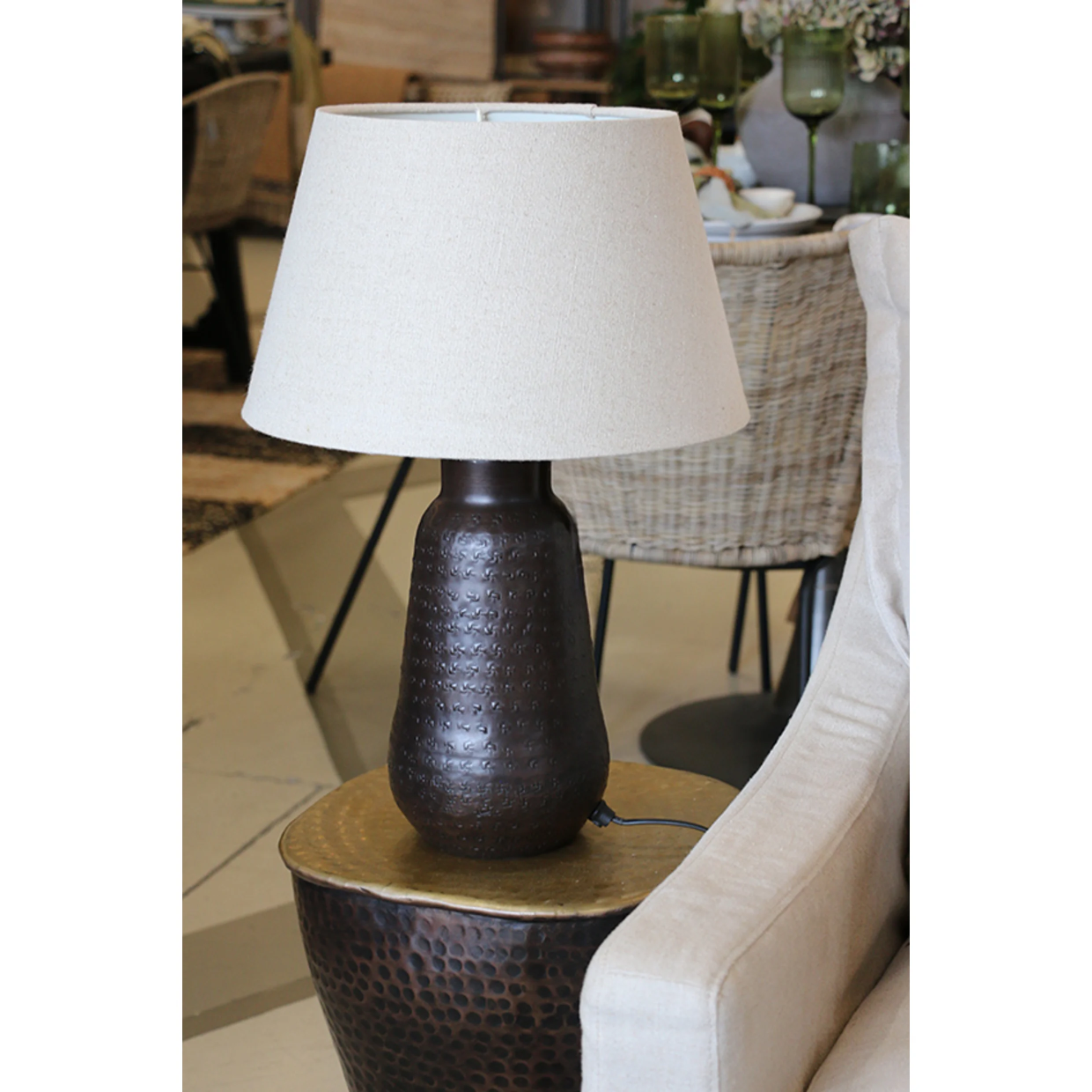CC Interiors Flax Weave 36cm Tapered Drum Lampshade
