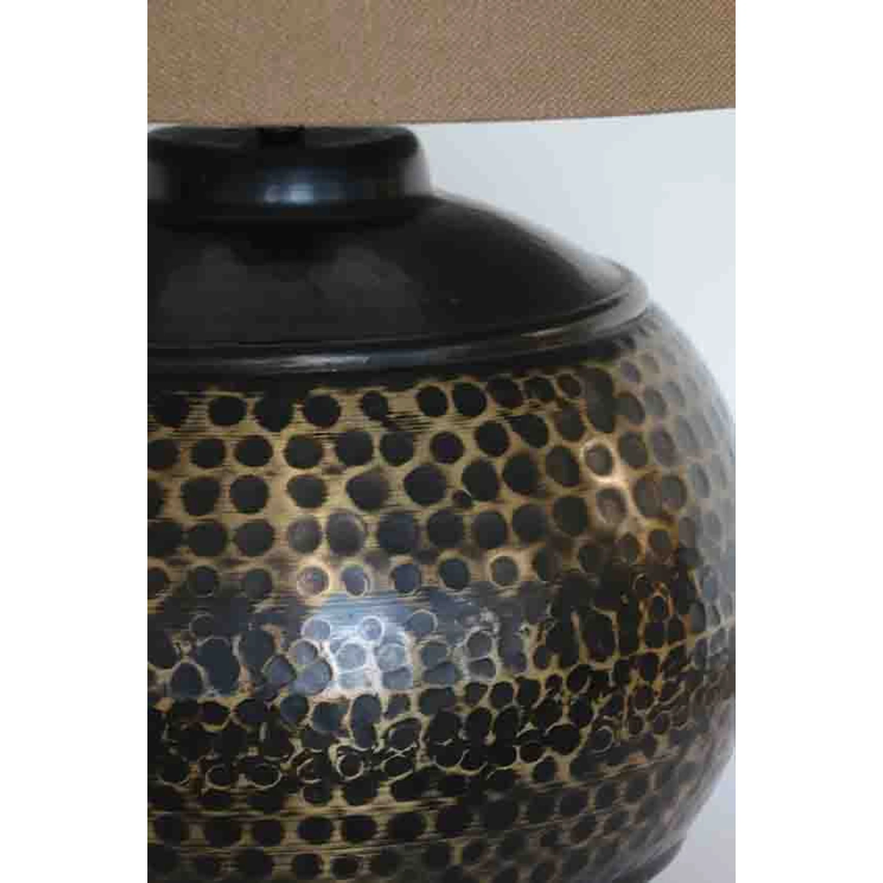CC Interiors Egyptian Style Bronze/Brass Finish Beaten Round Lamp Base