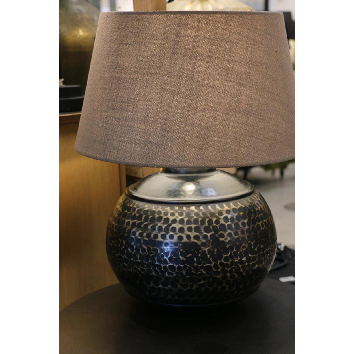 CC Interiors Egyptian Style Bronze/Brass Finish Beaten Round Lamp Base