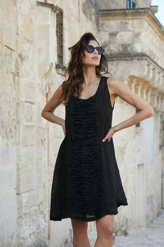 Meg By Design Lidia Linen & Lace Dress - Black