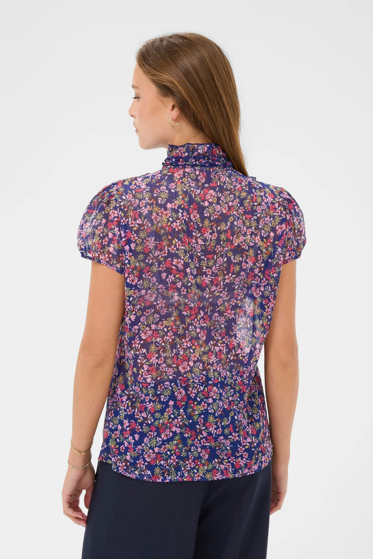 Saint Tropez Lilja SS Shirt - Navy Peony Bloom