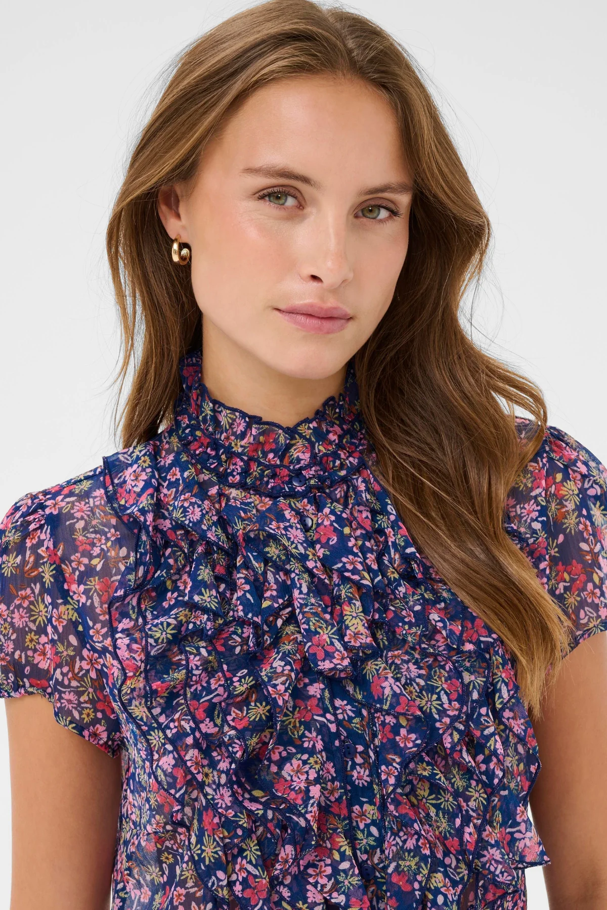 Saint Tropez Lilja SS Shirt - Navy Peony Bloom