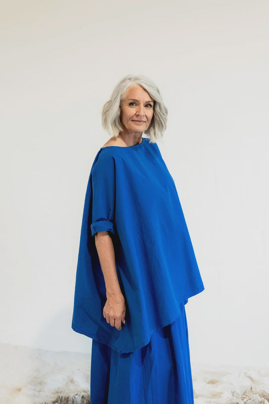 Meg by Design Manon Top Cotton Poplin - Cobalt