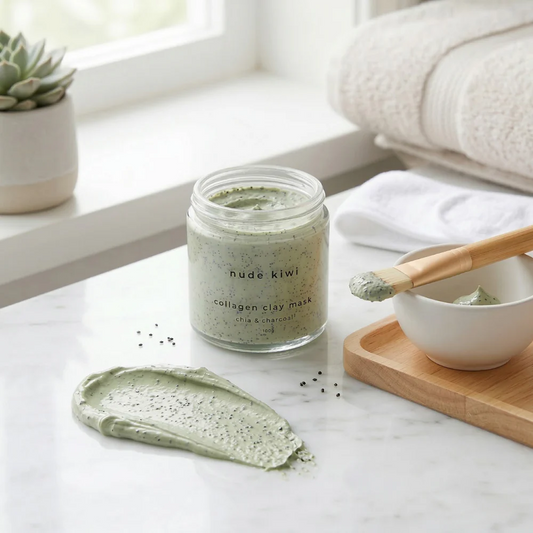 Nude Kiwi Collagen Clay Mask with Chia & Charcoal - 100g