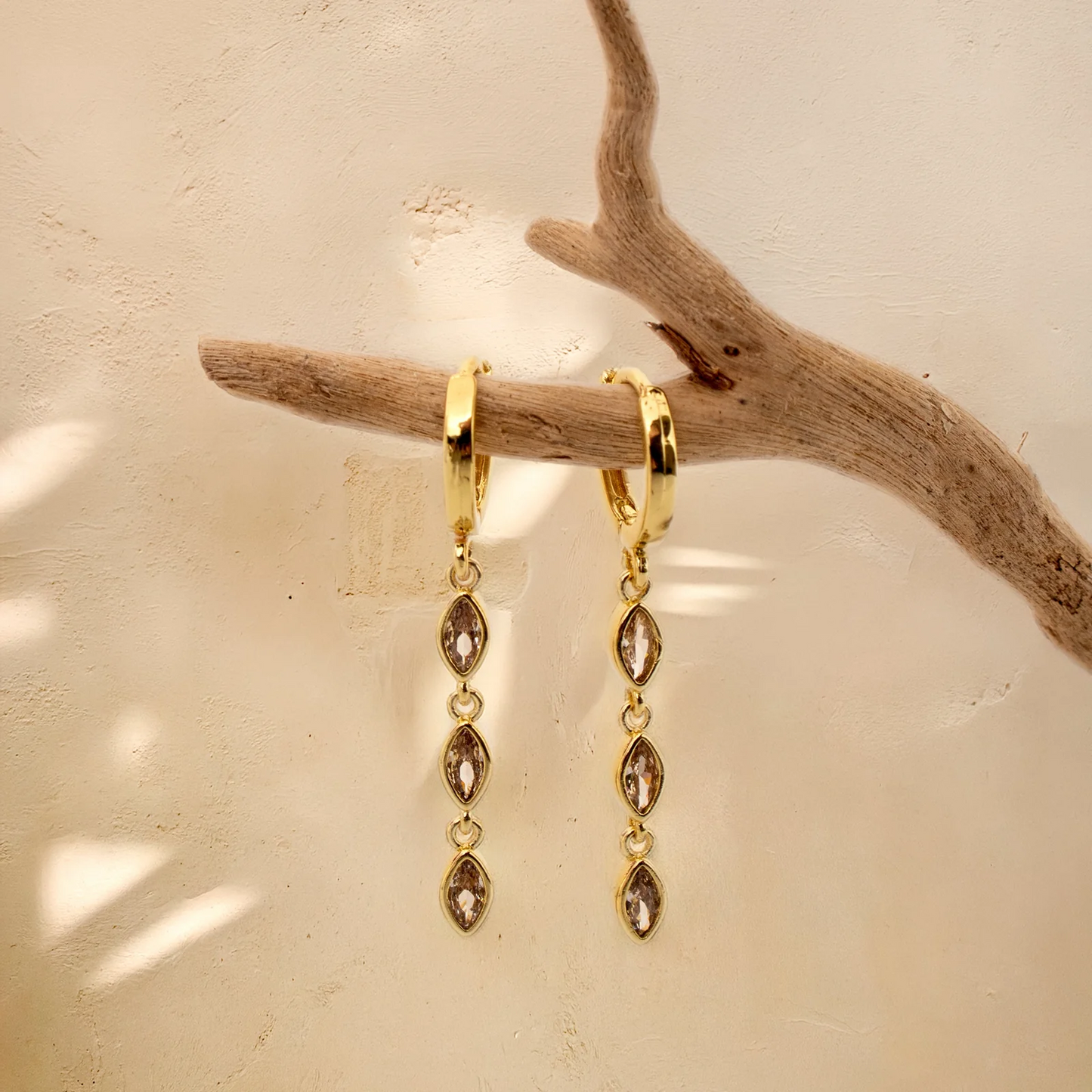 Queen of the Foxes Earrings Marquise Triple Drop - Diamond