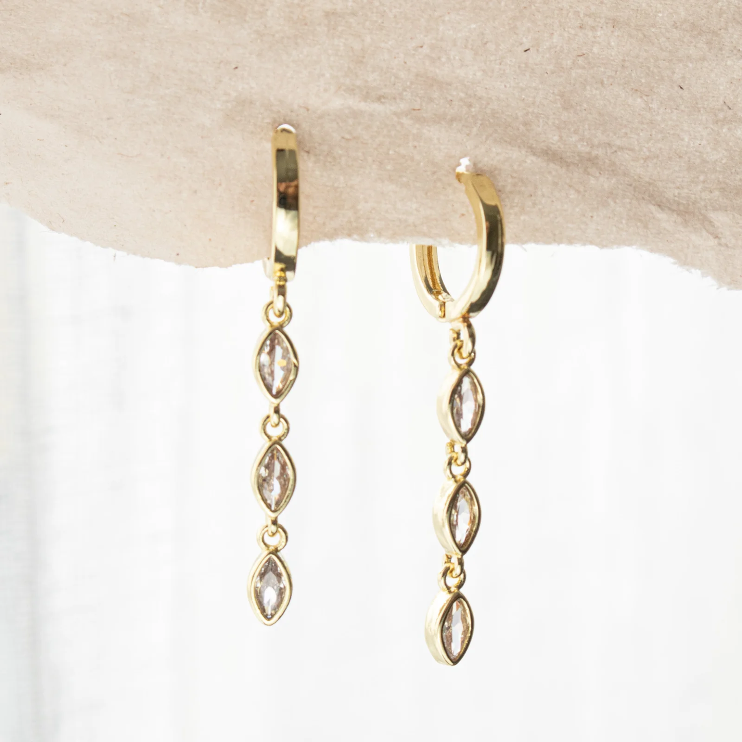 Queen of the Foxes Earrings Marquise Triple Drop - Diamond