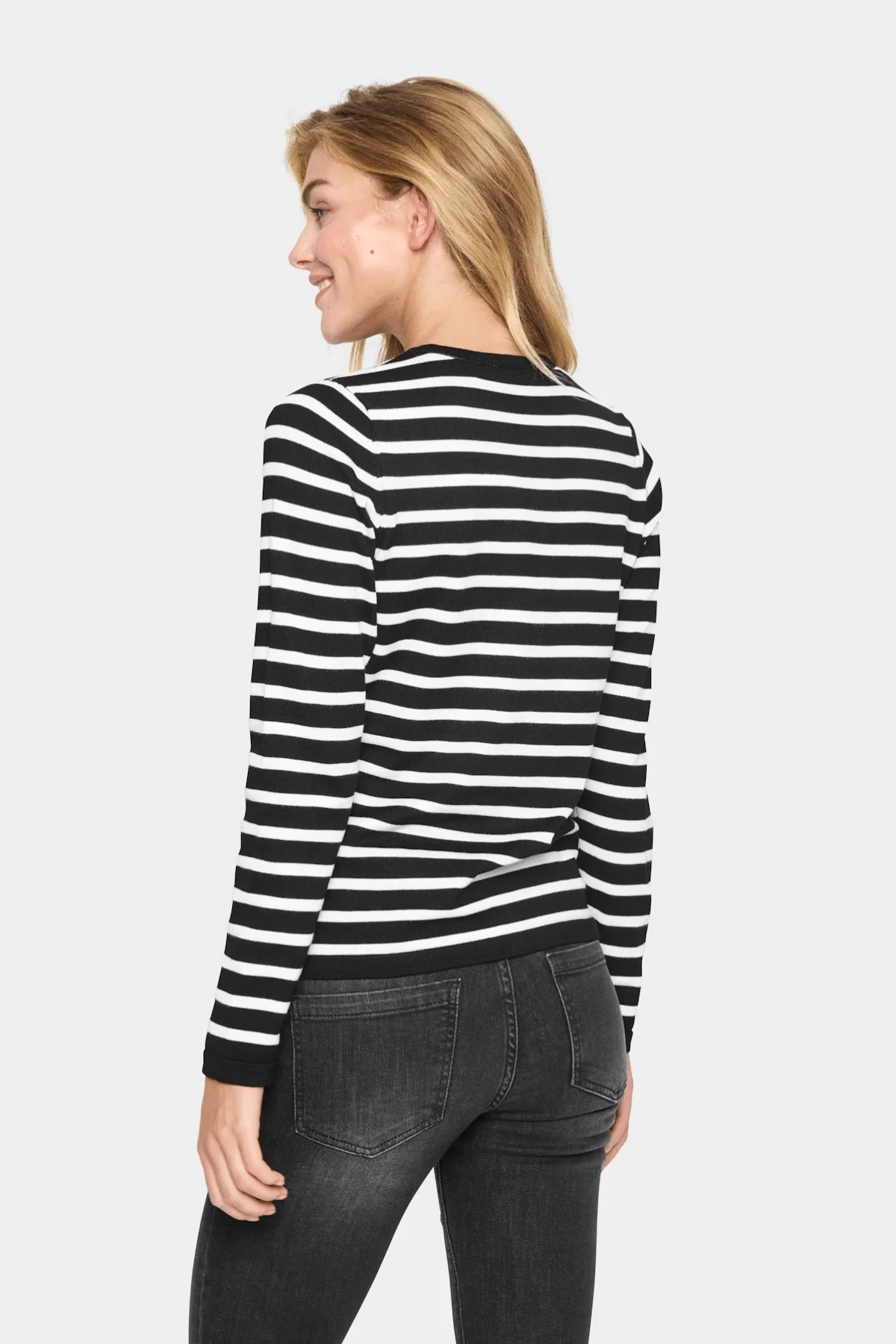 Saint Tropez Mila Striped Cardigan - Black Stripe