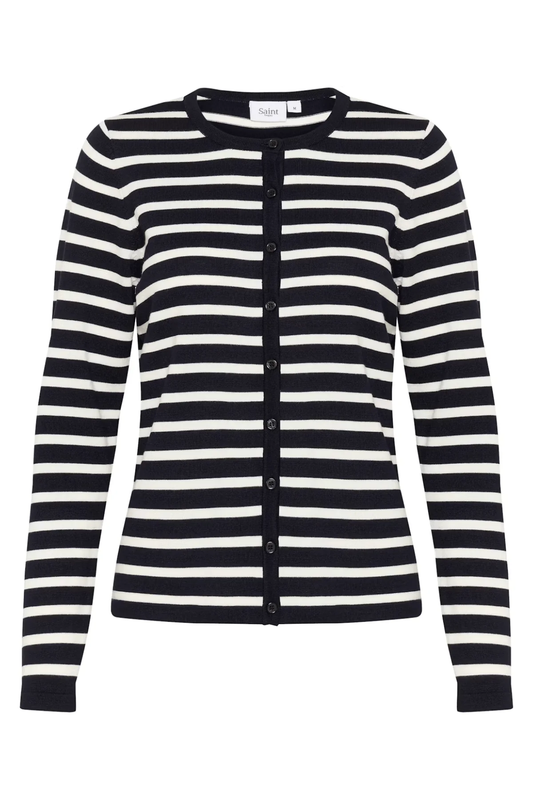 Saint Tropez Mila Striped Cardigan - Black Stripe