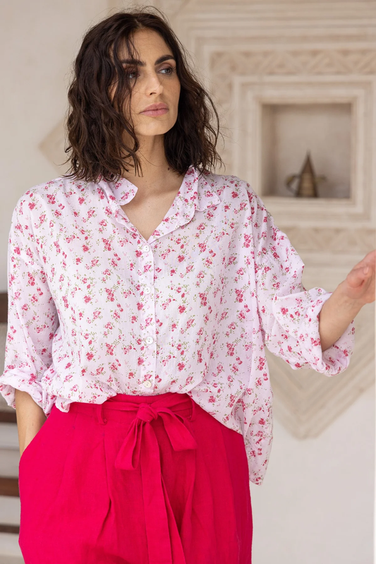 Meg By Design Moyo Shirt Cotton Voile - Pink Floral