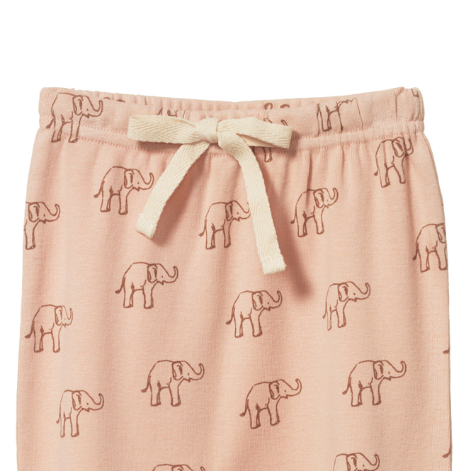 Nature Baby Footed Rompers - Elephant Rose Dust Print