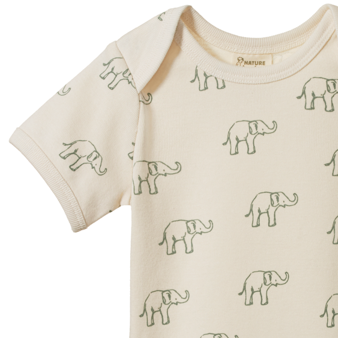 Nature Baby Short Sleeve Bodysuit - Elephant Print