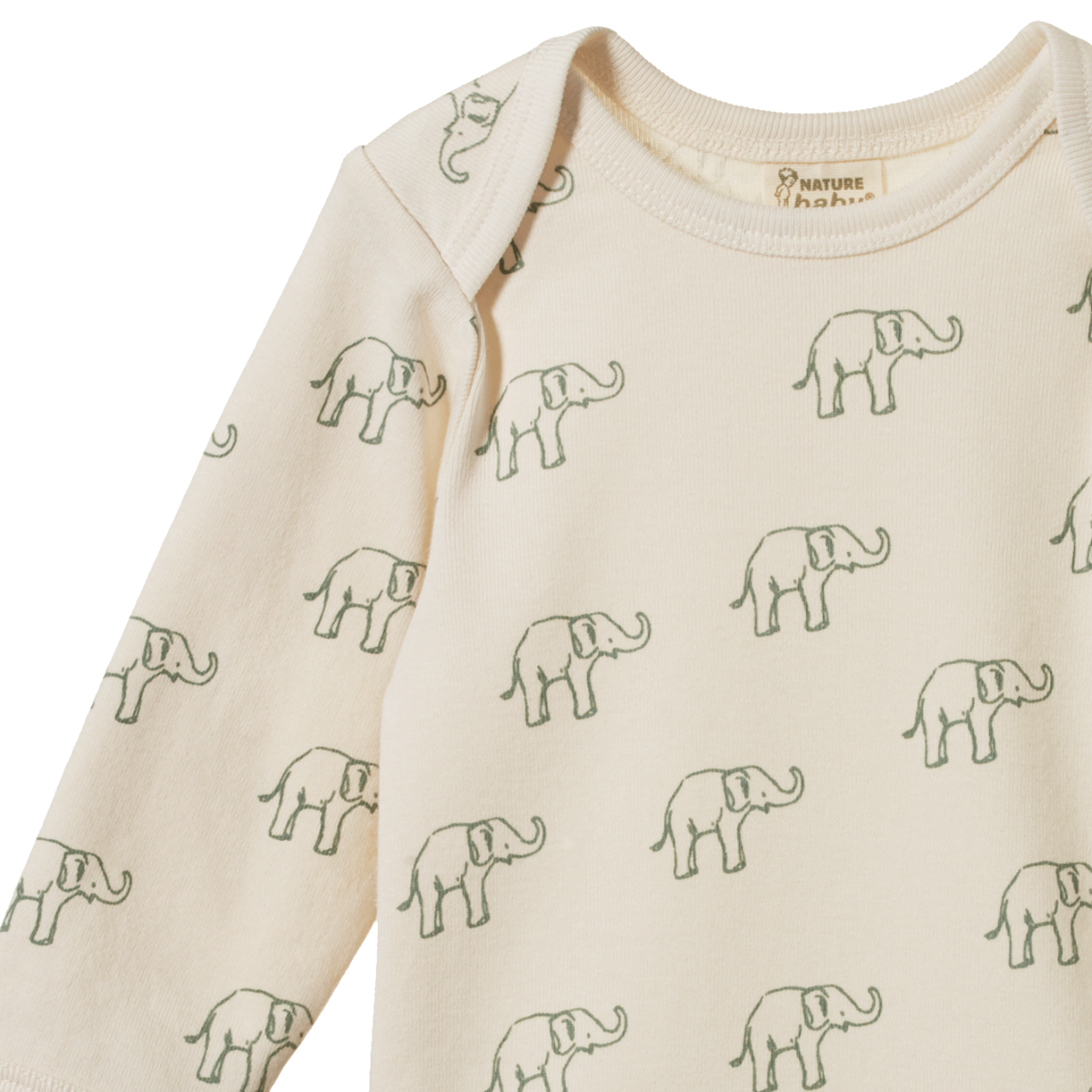 Nature Baby Long Sleeve Bodysuit - Elephant Print