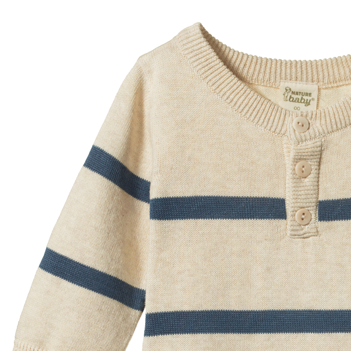 Nature Baby Lou Suit - Oatmeal Marl/Blue Stripe