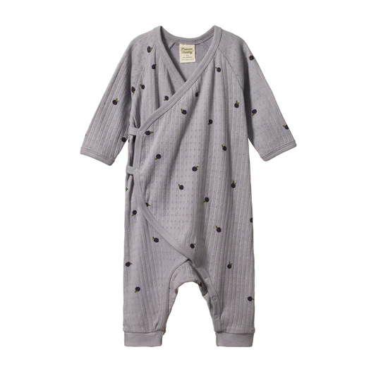 Nature Baby Pointelle Kimono Stretch & Grow - Petite Plum Print