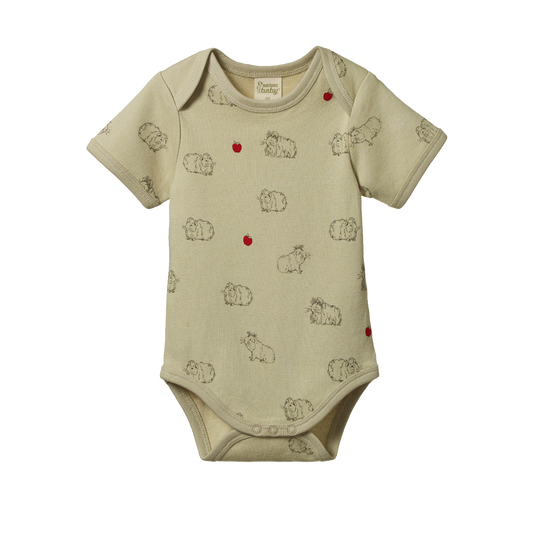 Nature Baby Short Sleeve Bodysuit - Guinea Pig Gala Print