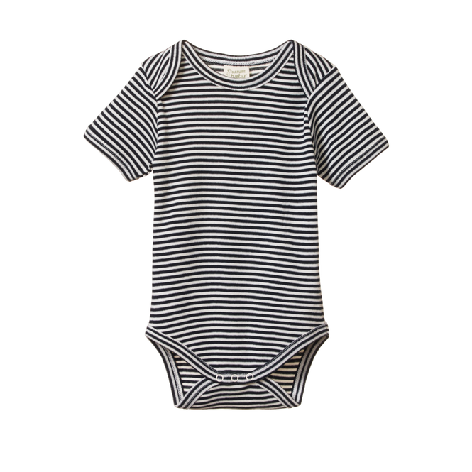 Nature Baby Short Sleeve Bodysuit - Navy Stripe