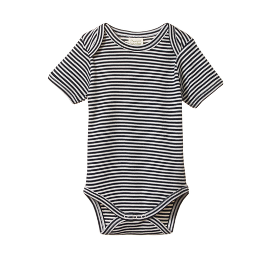 Nature Baby Short Sleeve Bodysuit - Navy Stripe