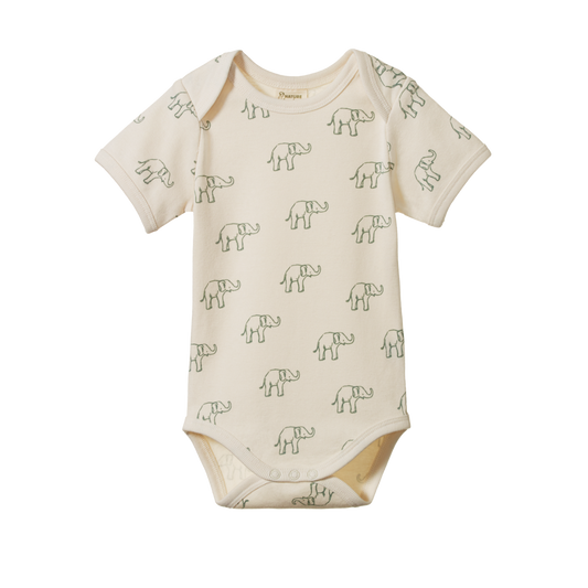 Nature Baby Short Sleeve Bodysuit - Elephant Print