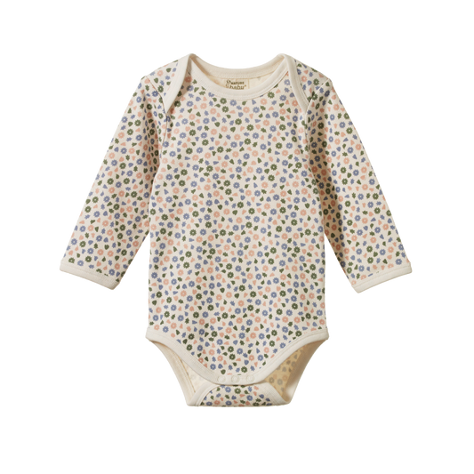 Nature Baby Long Sleeve Bodysuit - Chamomile Blooms Print