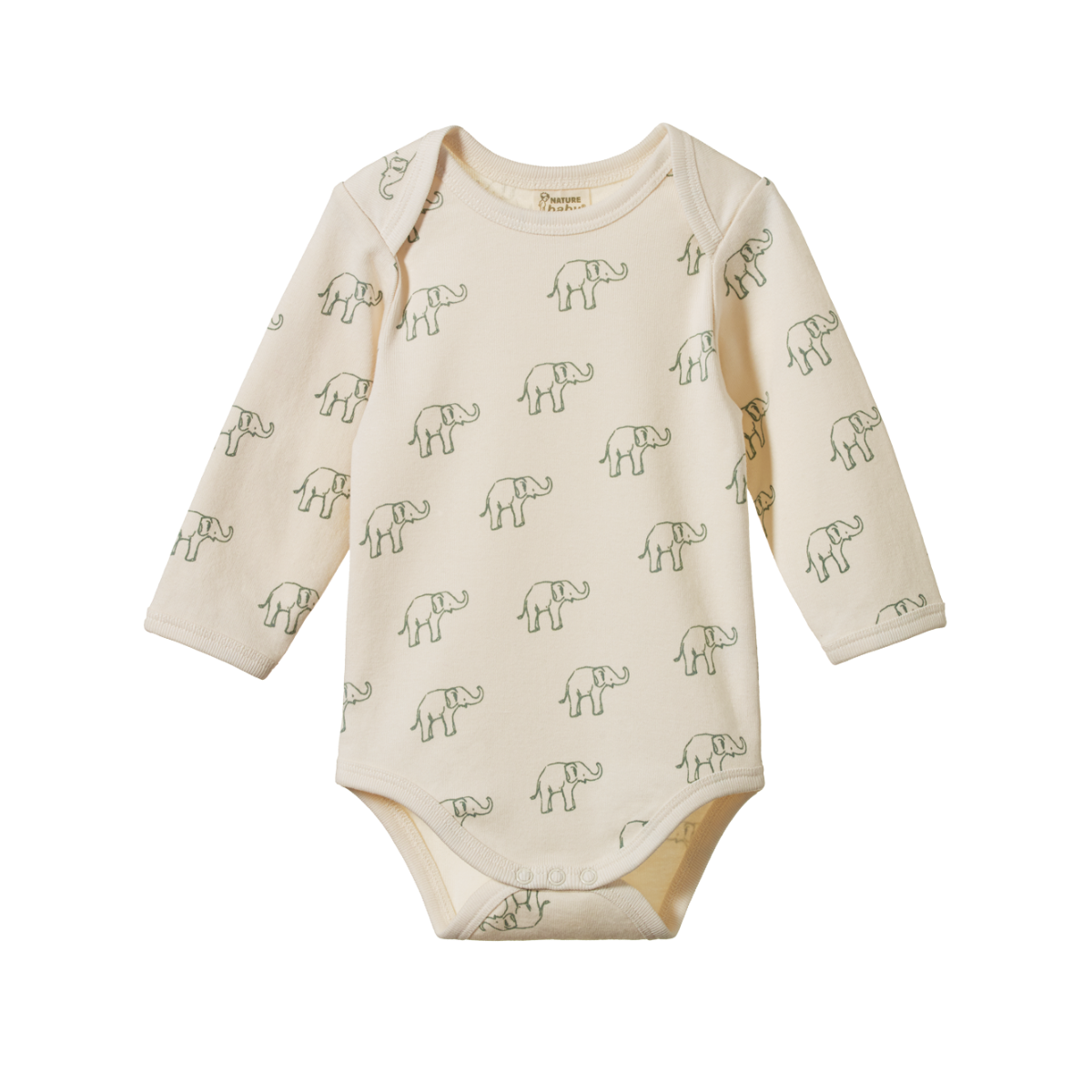 Nature Baby Long Sleeve Bodysuit - Elephant Print