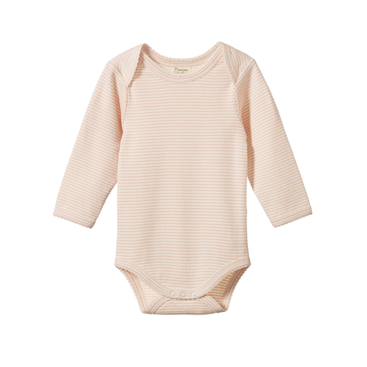 Nature Baby Long Sleeve Bodysuit - Rose Dust Pinstripe