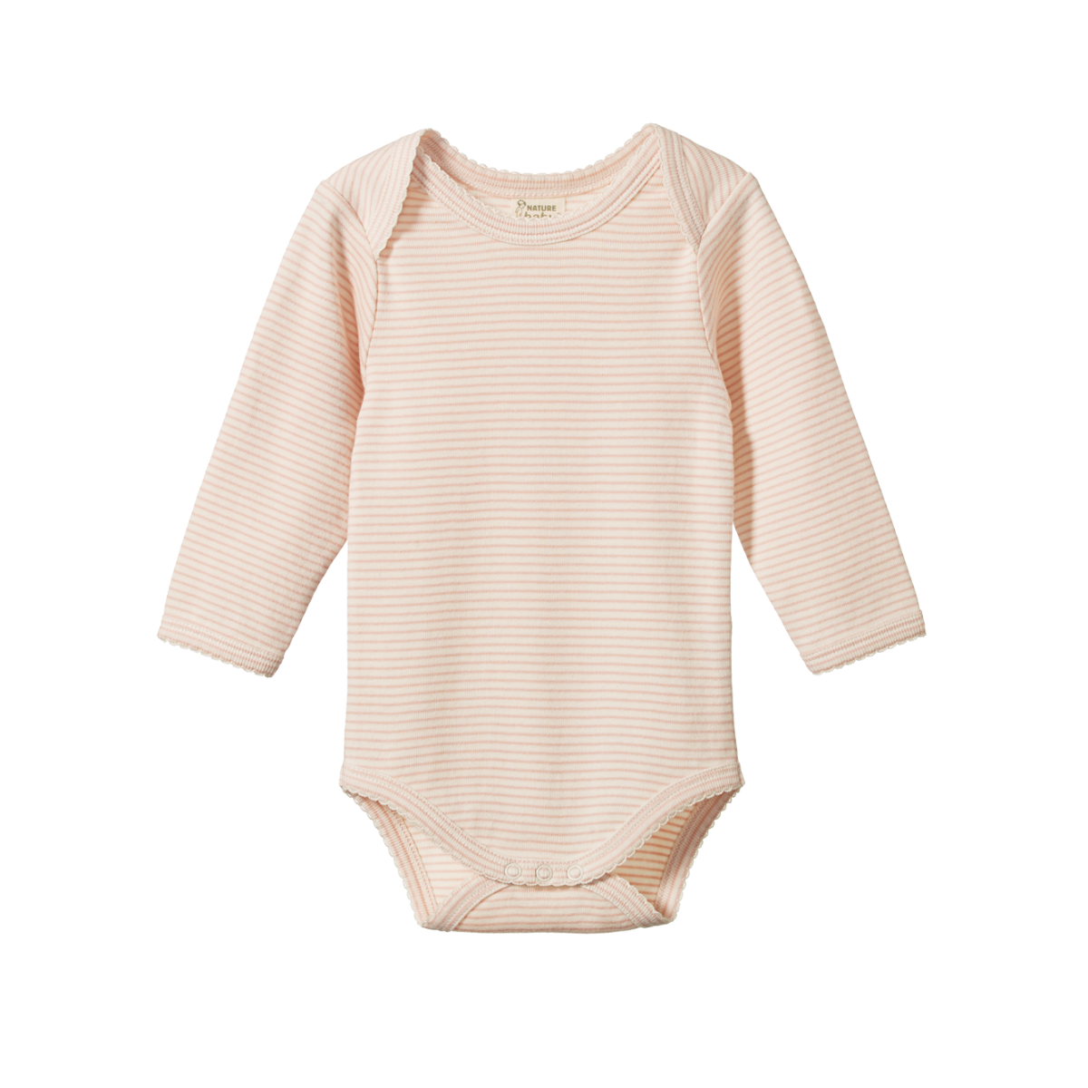 Nature Baby Long Sleeve Bodysuit - Rose Dust Pinstripe