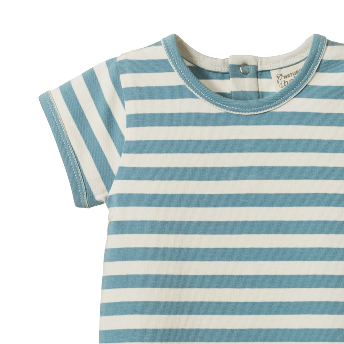 Nature Baby Short Sleeve Quincy Romper - Mineral Sea Stripe