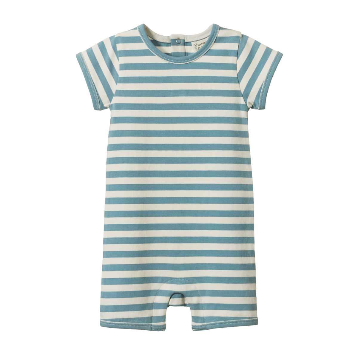Nature Baby Short Sleeve Quincy Romper - Mineral Sea Stripe