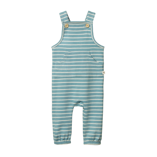 Nature Baby Tobi Overalls - Mineral Blue Sailor Stripe