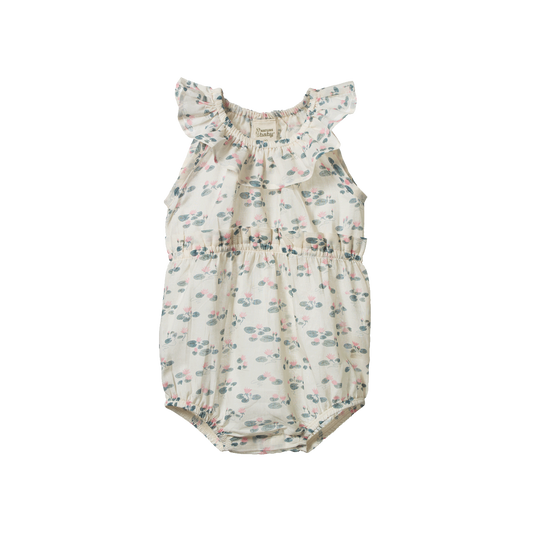 Nature Baby Plum Suit - Waterlillies Print