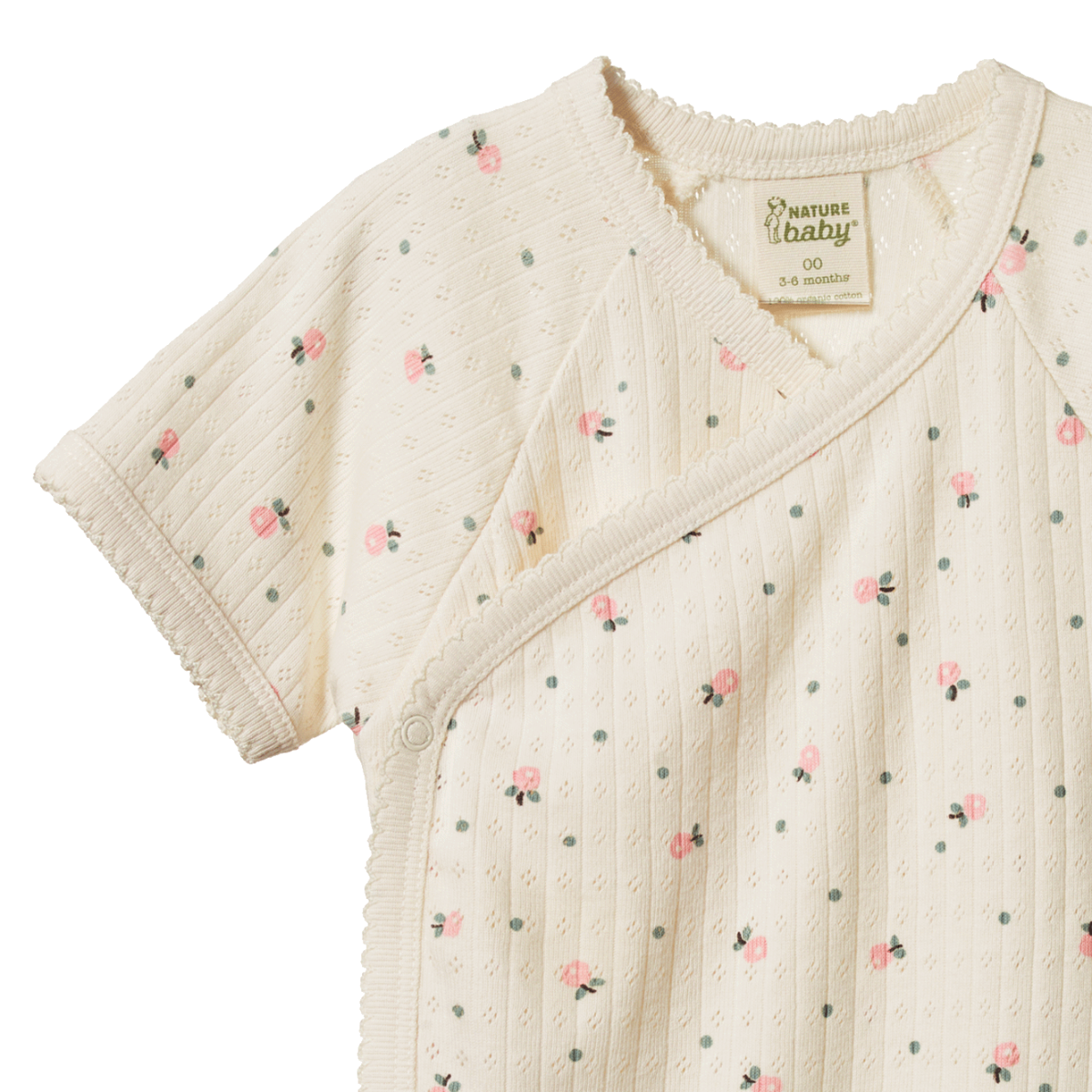 Nature Baby Short Sleeve Kimono Bodysuit Pointelle - Posey Blossom Print