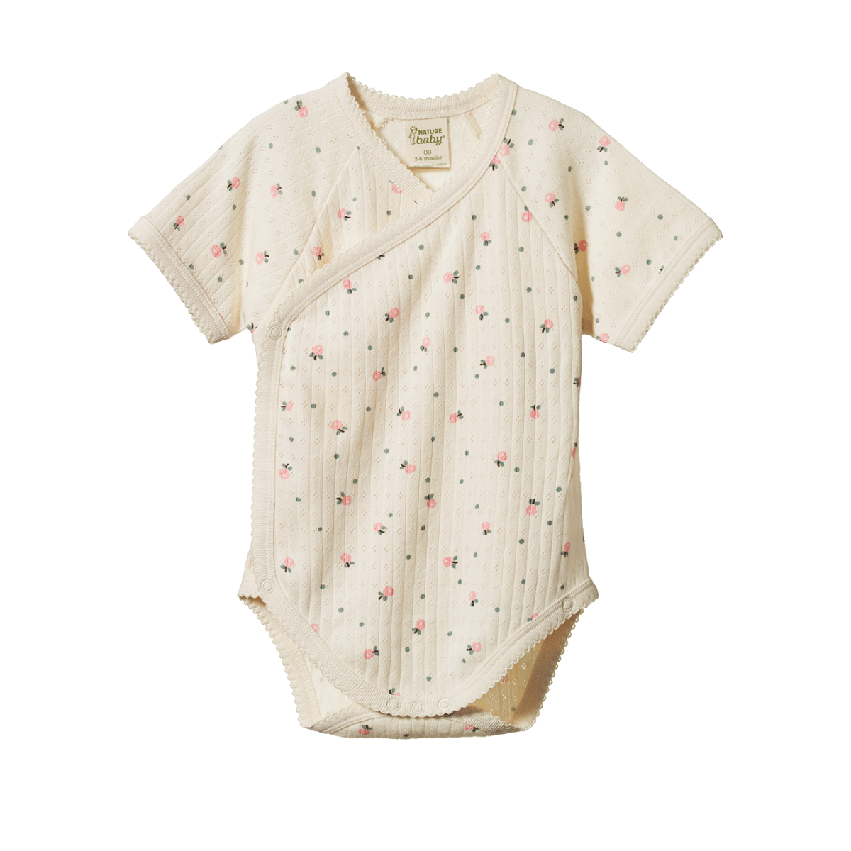 Nature Baby Short Sleeve Kimono Bodysuit Pointelle - Posey Blossom Print