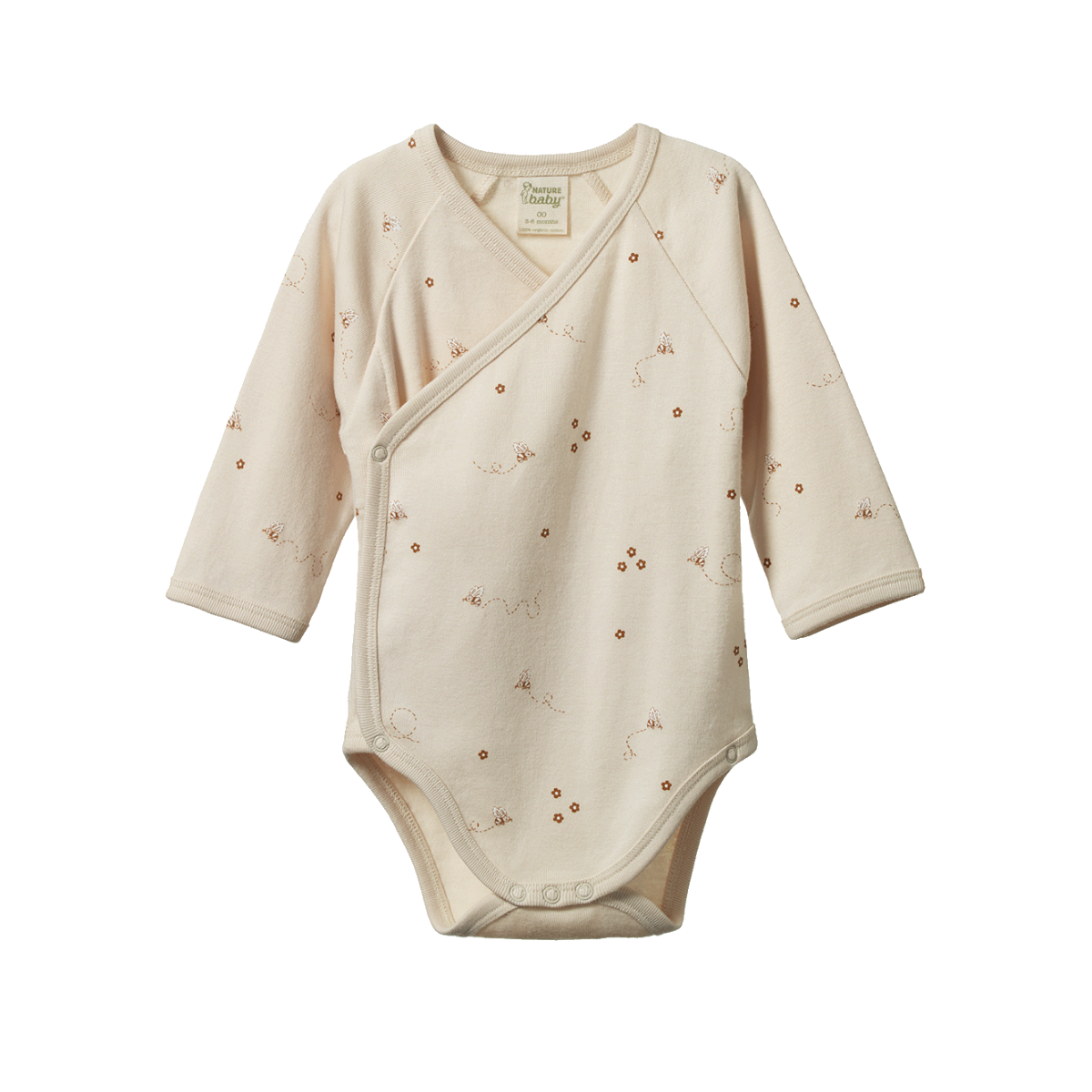 Nature Baby Long Sleeve Kimono Bodysuit - Bumble Bee Print