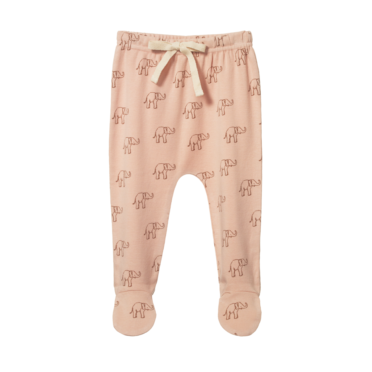 Nature Baby Footed Rompers - Elephant Rose Dust Print