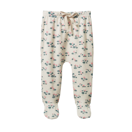 Nature Baby Footed Rompers - Waterlillies Print