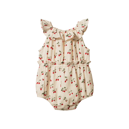 Nature Baby Plum Suit Muslin - Strawberry Blush Print