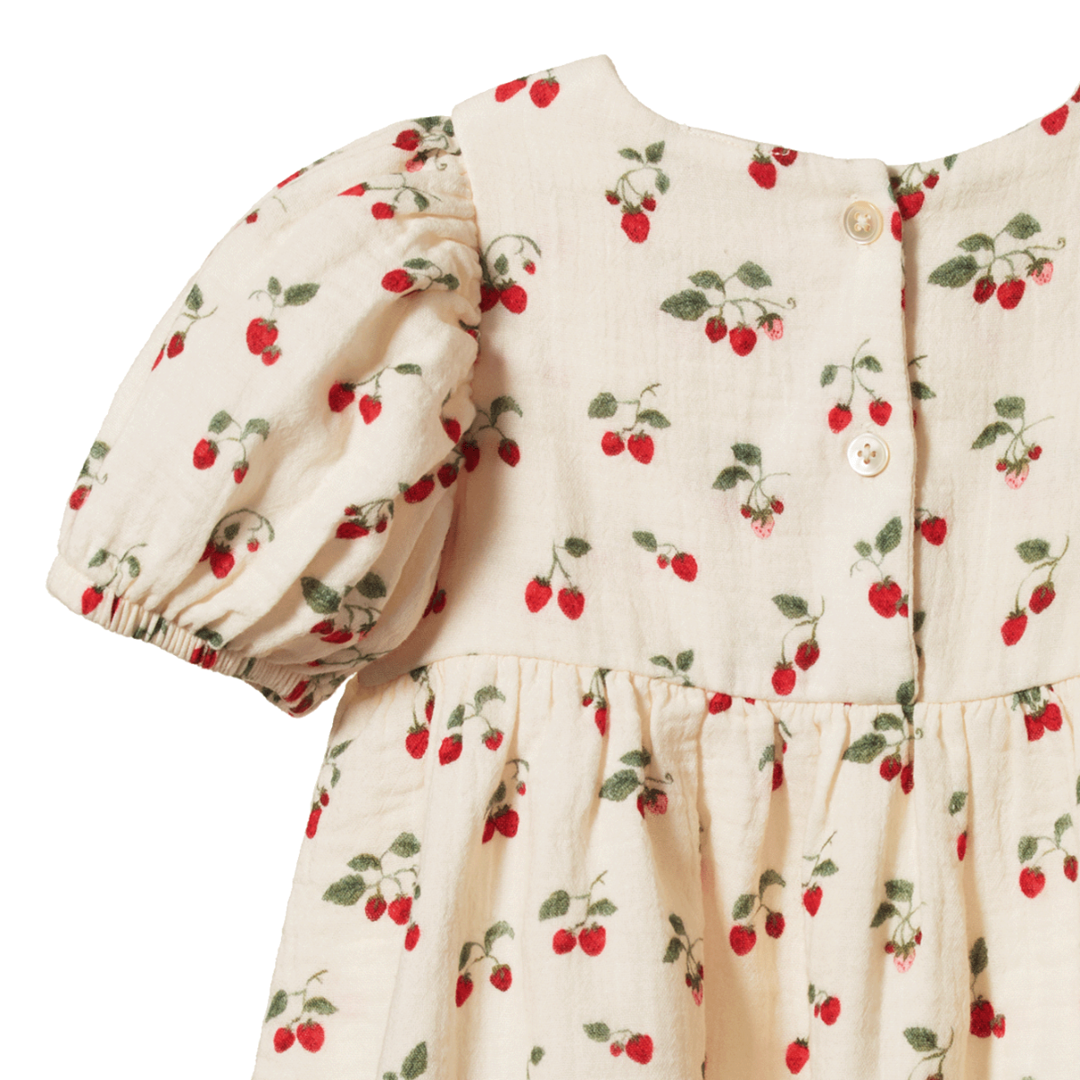 Nature Baby Albertine Dress Muslin - Strawberry Print