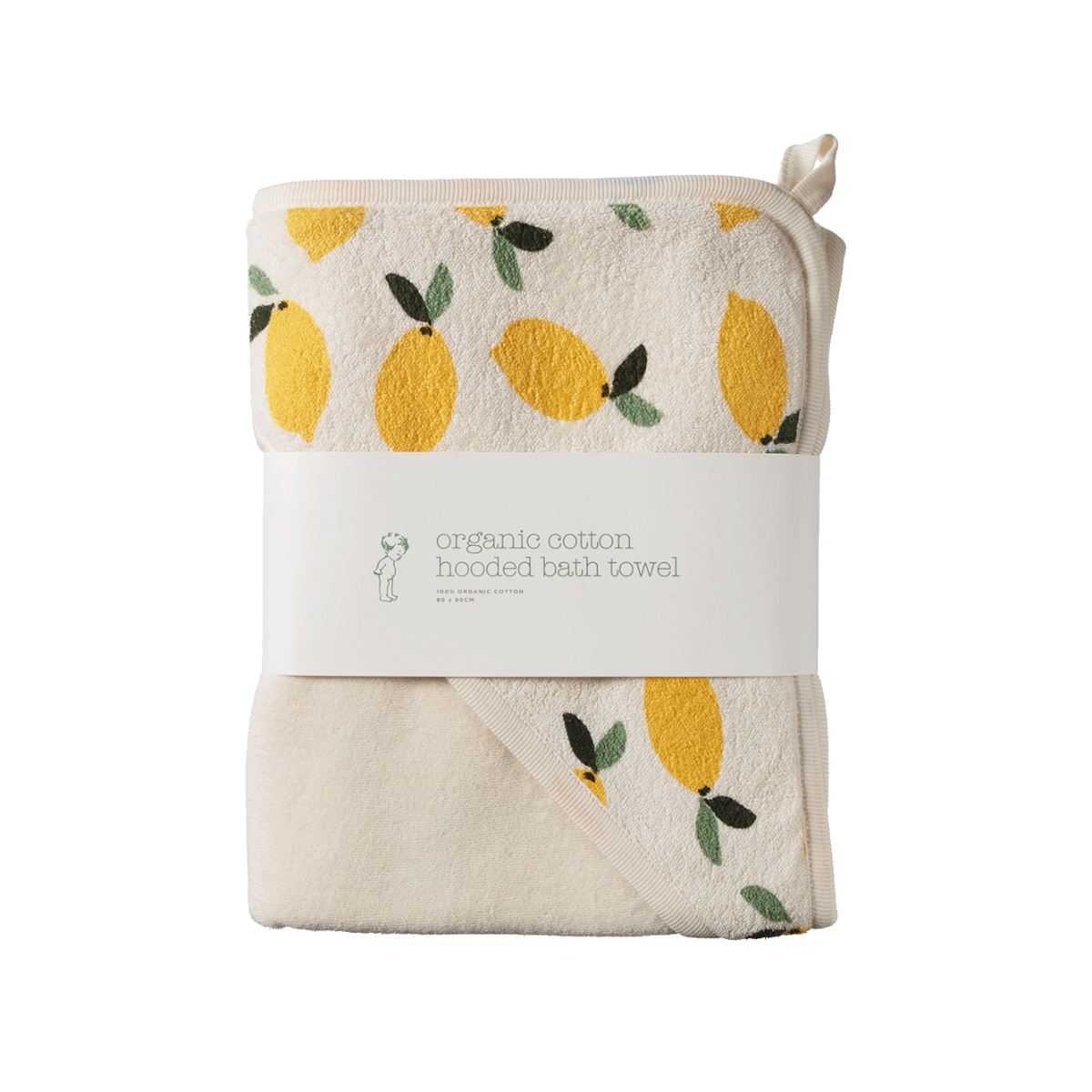 Nature Baby Organic Cotton Hooded Towel - Lemon Print*