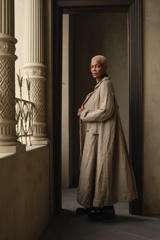 Meg By Design Olivier Coat Raw Linen - Natural Stripe