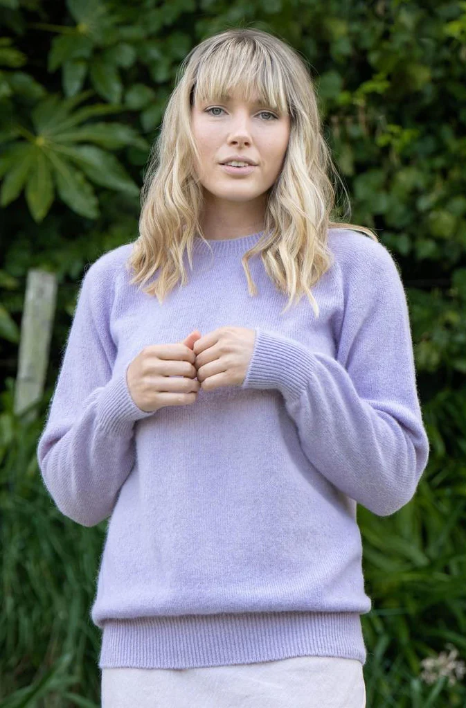 Lothlorian Alpaca Plain Crew Neck Jumper - Lilac