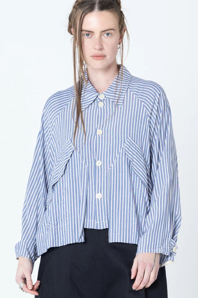 Company Of Strangers Poised Shirt Jacket - Blue Stripe
