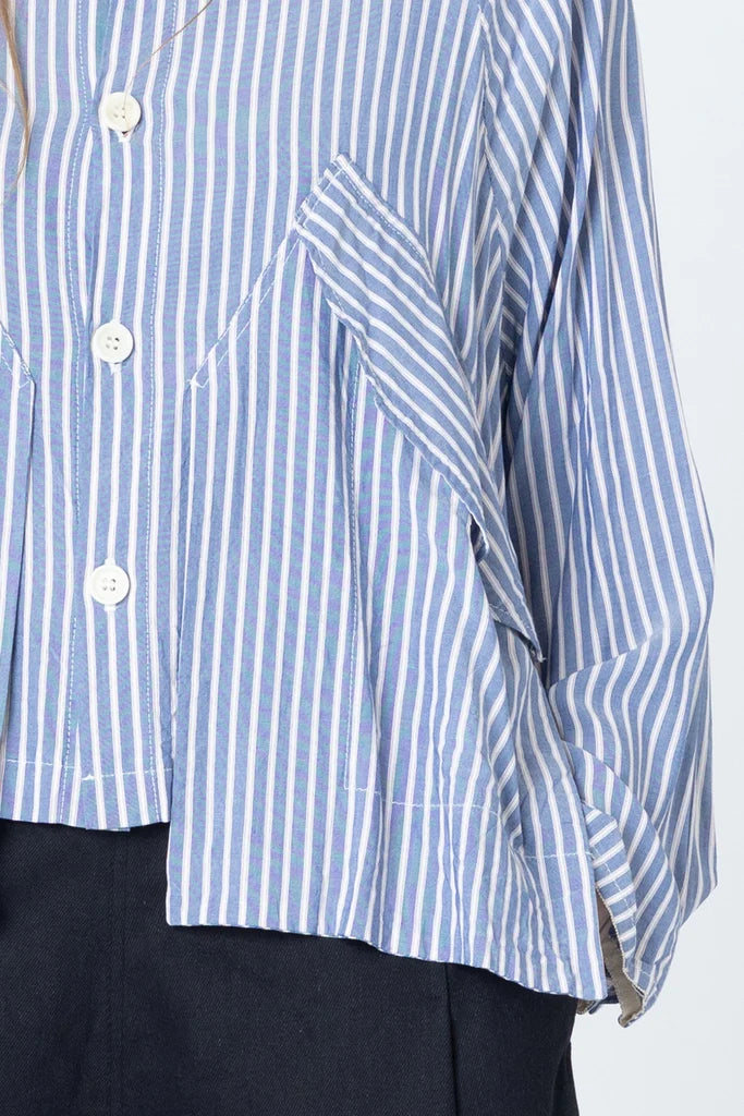Company Of Strangers Poised Shirt Jacket - Blue Stripe