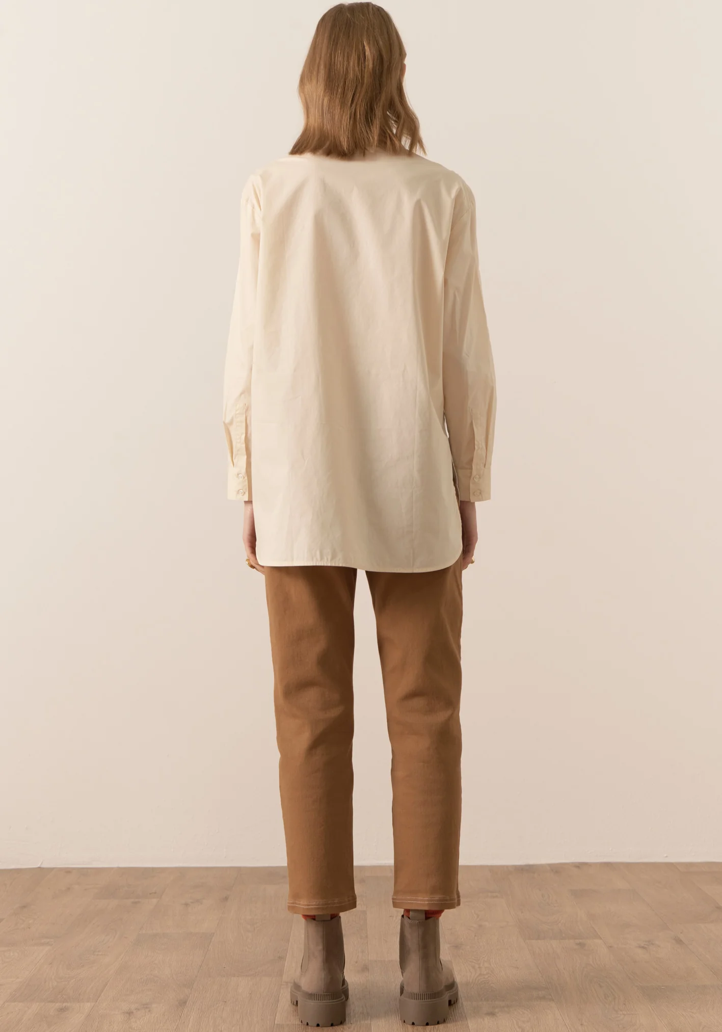 POL Eyre Contrast Back Shirt - White/Pebble