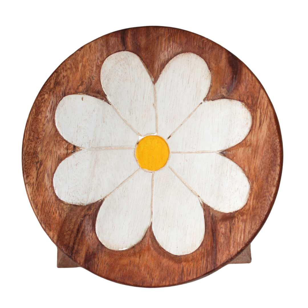 Barron Wooden Kids Stool – White Daisy