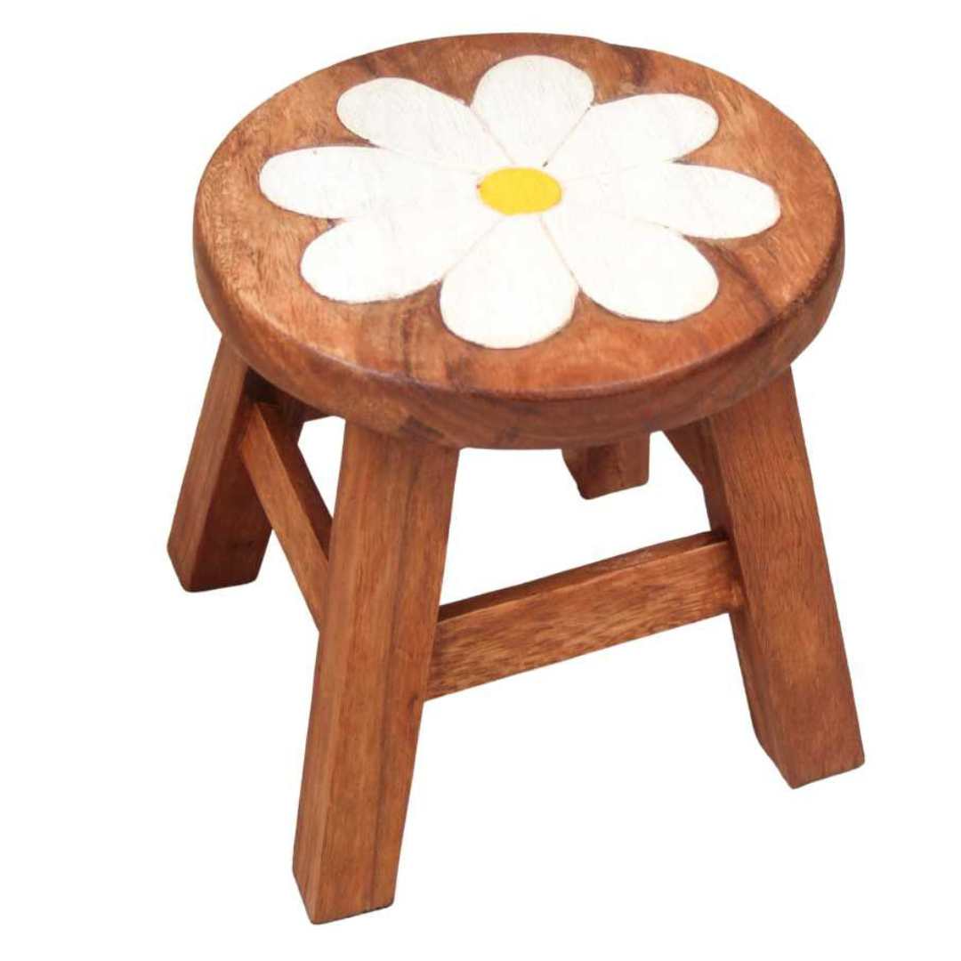 Barron Wooden Kids Stool – White Daisy